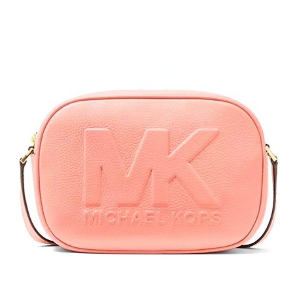 Michael Kors Jet Set Medium Embossed Pebbled Leather Crossbody Bag in Sherbert